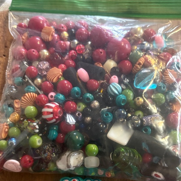 Vibrant Teal Lizard  with Bag Beads - Picture 2 of 5